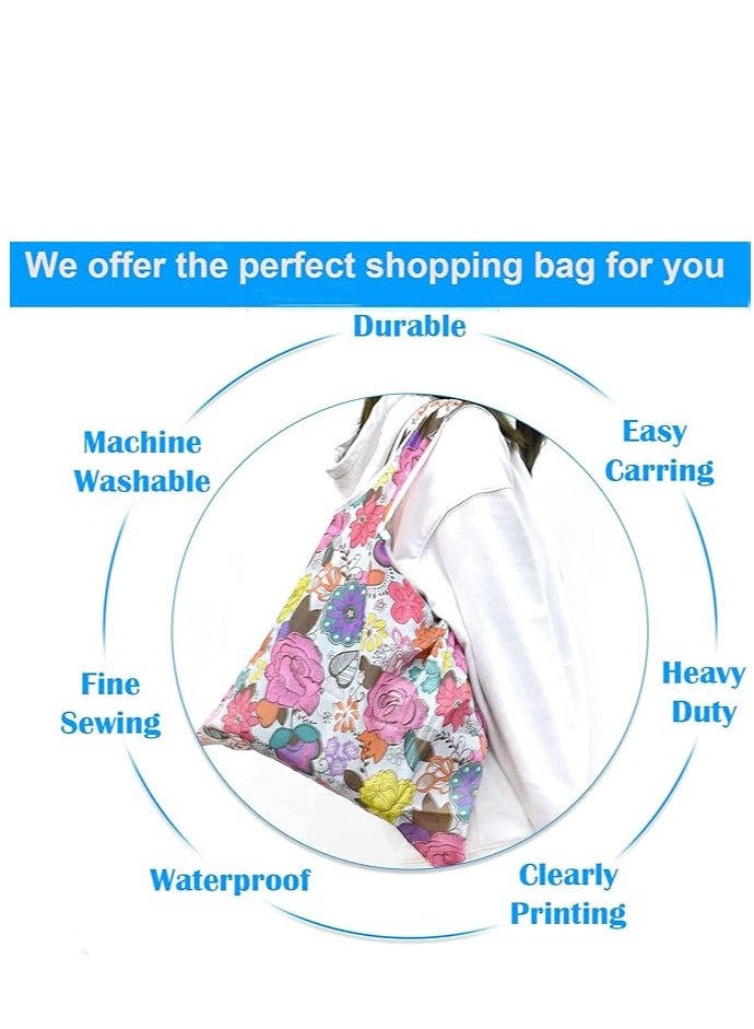 6 Pcs Reusable Grocery Bag, Foldable Eco-Friendly Shopping Bags, Lightweight Washable Ripstop Nylon Large Tote Bag