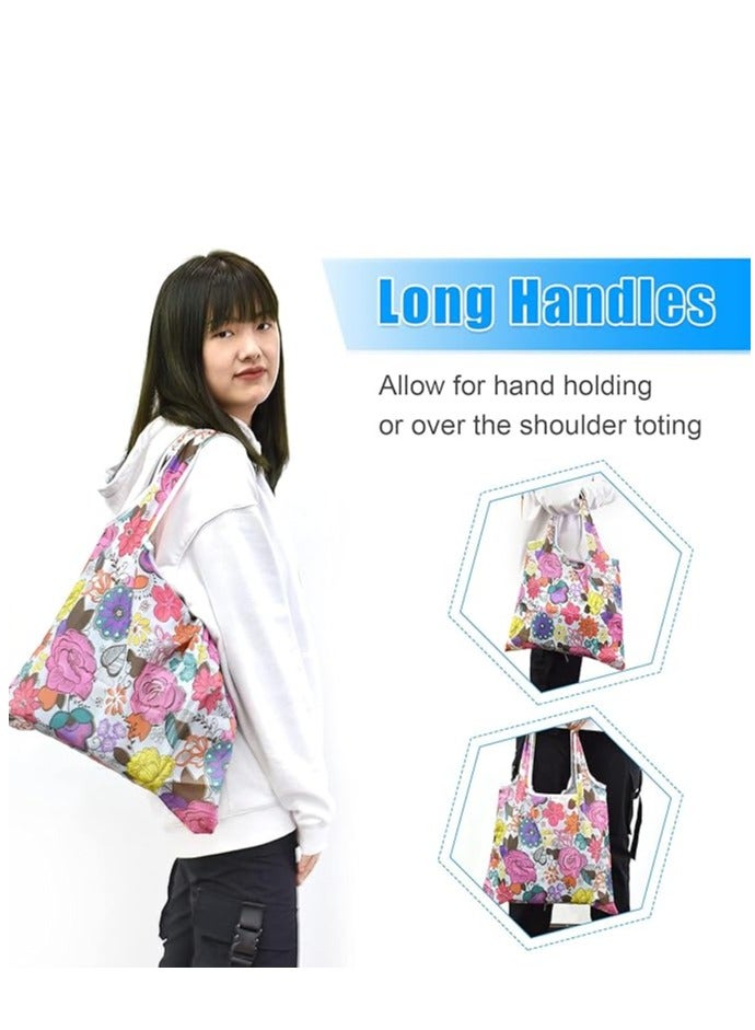 6 Pcs Reusable Grocery Bag, Foldable Eco-Friendly Shopping Bags, Lightweight Washable Ripstop Nylon Large Tote Bag