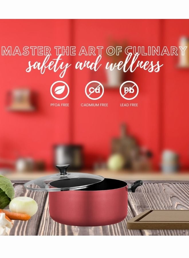 Non Stick Casserole With Elegant Design in Pink, Never Stick Plus Super Strong Non Stick Teflon Coating, Ergonomic, Stay Cool Handle, Effecient Heat Distribution For Healthy Cooking, Easy to Clean