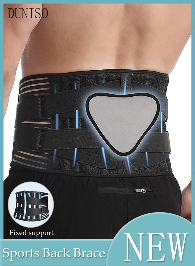 Sports Back Brace for Men and Women Breathable Waist Lumbar Lower Back Support Belt for Sciatica Herniated Disc Scoliosis Back Pain Relief Heavy lifting with Dual Adjustable Straps