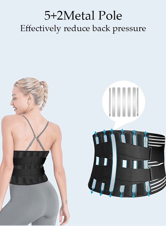 Sports Back Brace for Men and Women Breathable Waist Lumbar Lower Back Support Belt for Sciatica Herniated Disc Scoliosis Back Pain Relief Heavy lifting with Dual Adjustable Straps