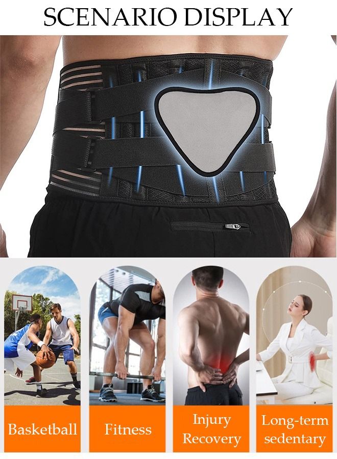 Sports Back Brace for Men and Women Breathable Waist Lumbar Lower Back Support Belt for Sciatica Herniated Disc Scoliosis Back Pain Relief Heavy lifting with Dual Adjustable Straps