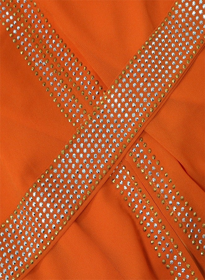 Long Sleeved Hot Diamond Dress Dress Jalabiya  Musilm  Orange