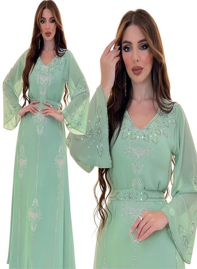 Summer Fashion Hot Diamond Dress Green