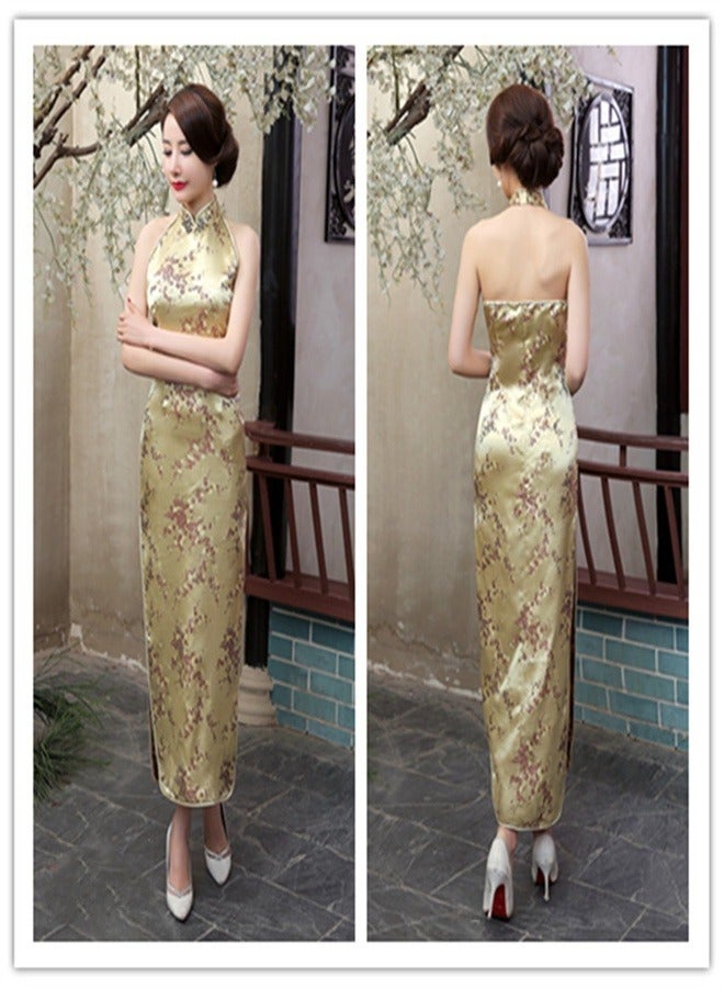 Plum Blossom Sleeveless Dress Golden King color