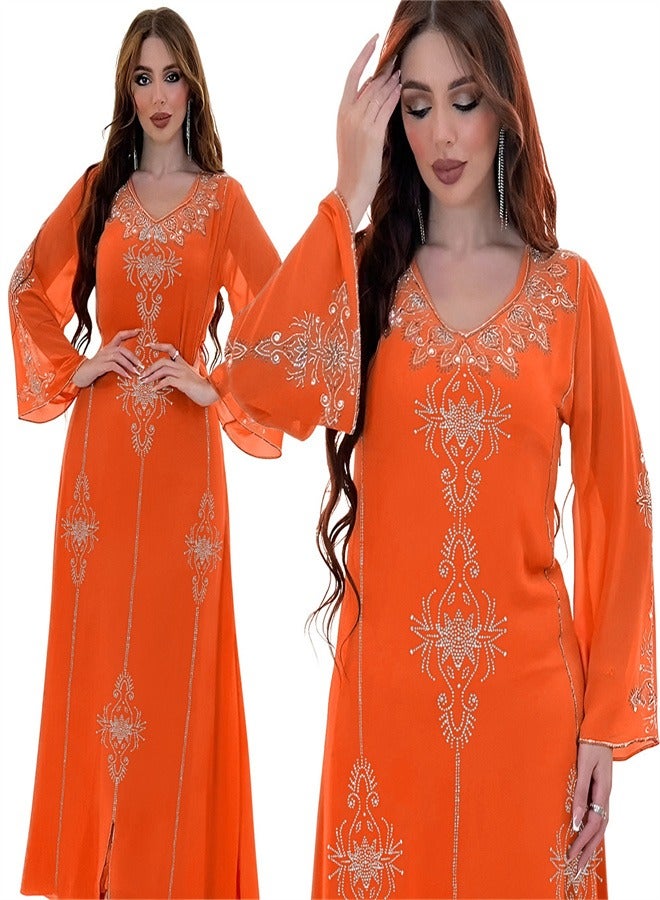 Summer Fashion Hot Diamond Dress Orange