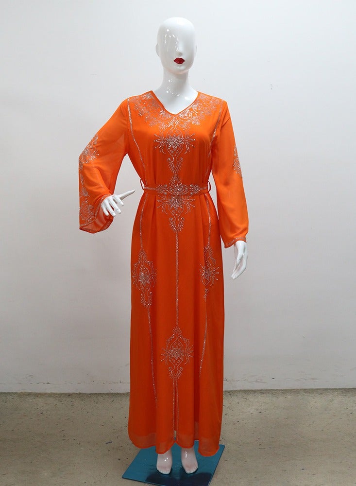 Summer Fashion Hot Diamond Dress Orange