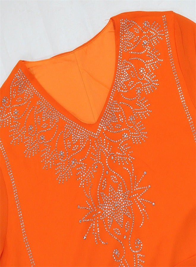 Summer Fashion Hot Diamond Dress Orange