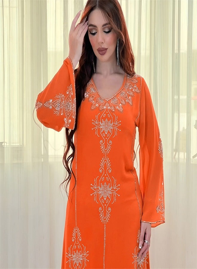 Summer Fashion Hot Diamond Dress Orange