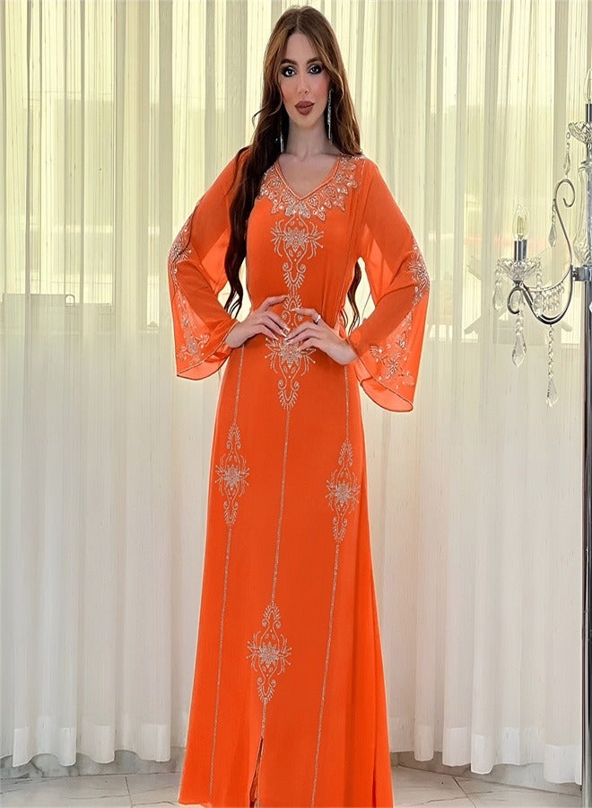 Summer Fashion Hot Diamond Dress Orange