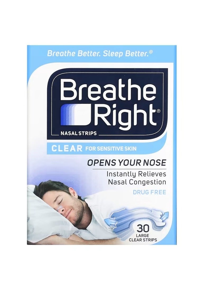 Nasal Strips Clear For Sensitive Skin Large 30 Each