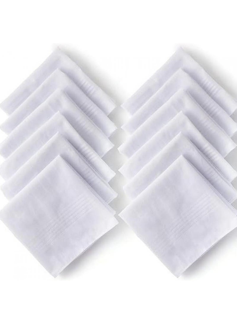 12Piece 40*40 Cotton White Handkerchief