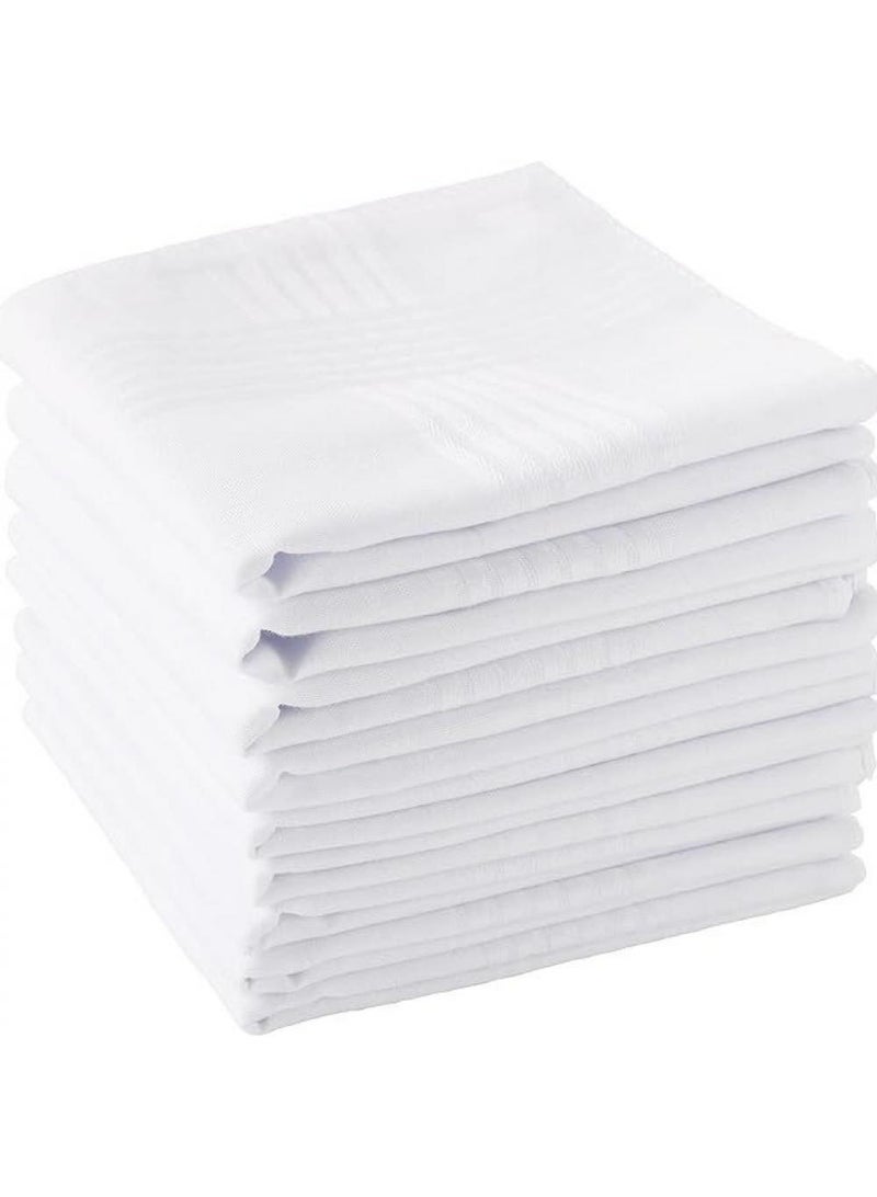 12Piece 40*40 Cotton White Handkerchief