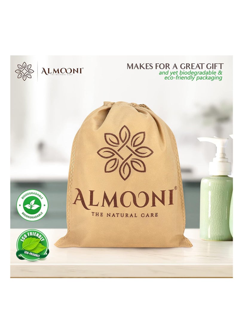 Almooni Natural Loofah Exfoliating Body Scrubber, Made with Natural Egyptian Shower Loofah Sponge, Bath Shower Loofah Sponge for Women and Men, for Face and Body That Gets You Clean - 2 Count (1 Pack)