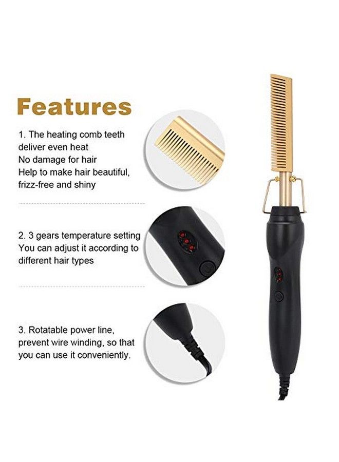 Electric Hot Comb Portable Tl Multifunctional Electric Static Hair Curler Curling Iron With For Hair Rollers Hairrollers 3 Levels Temperature Setting (Uk)