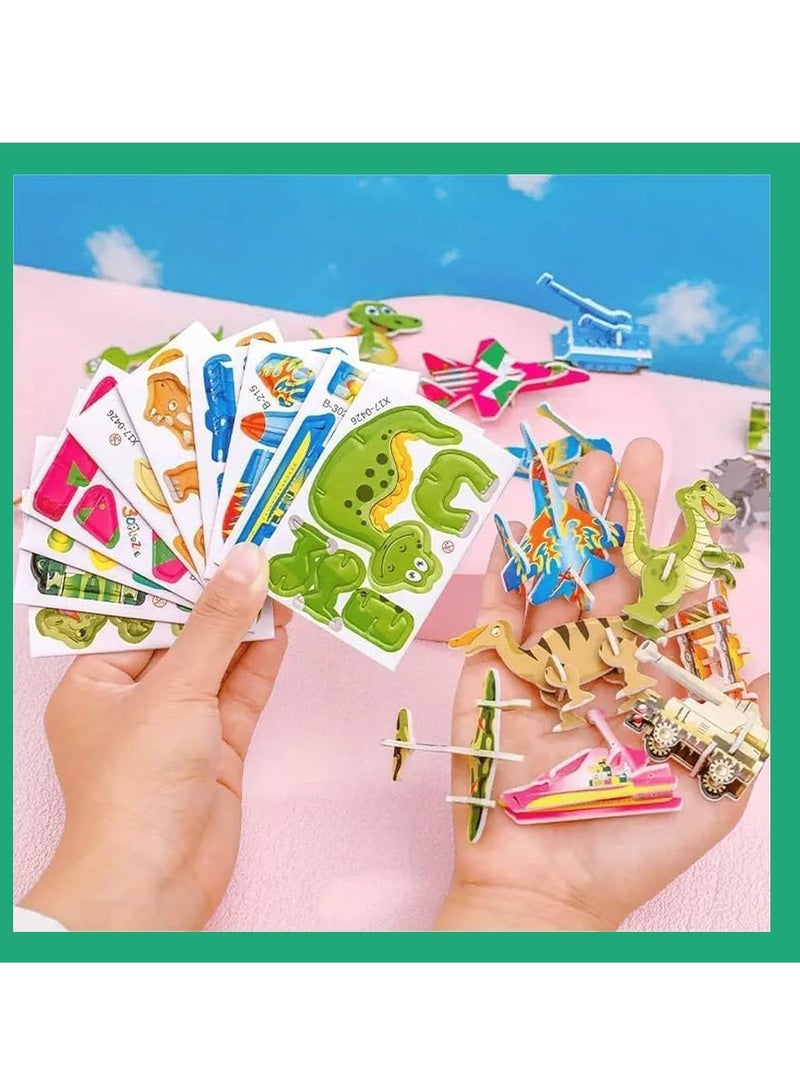 4 Set Educational 3D Cartoon Puzzle, 3D Cartoon Puzzles, Animals, dinosaurs, airplanes, insects 3D puzzles, Good Gifts for Boys & Girls