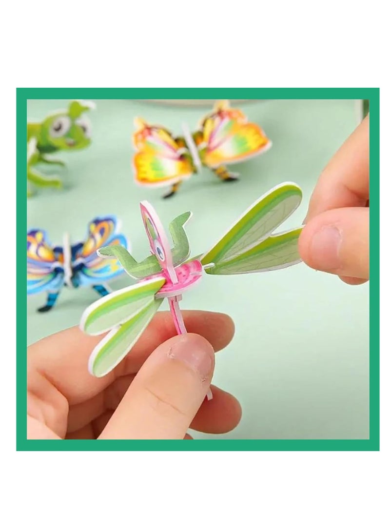 4 Set Educational 3D Cartoon Puzzle, 3D Cartoon Puzzles, Animals, dinosaurs, airplanes, insects 3D puzzles, Good Gifts for Boys & Girls