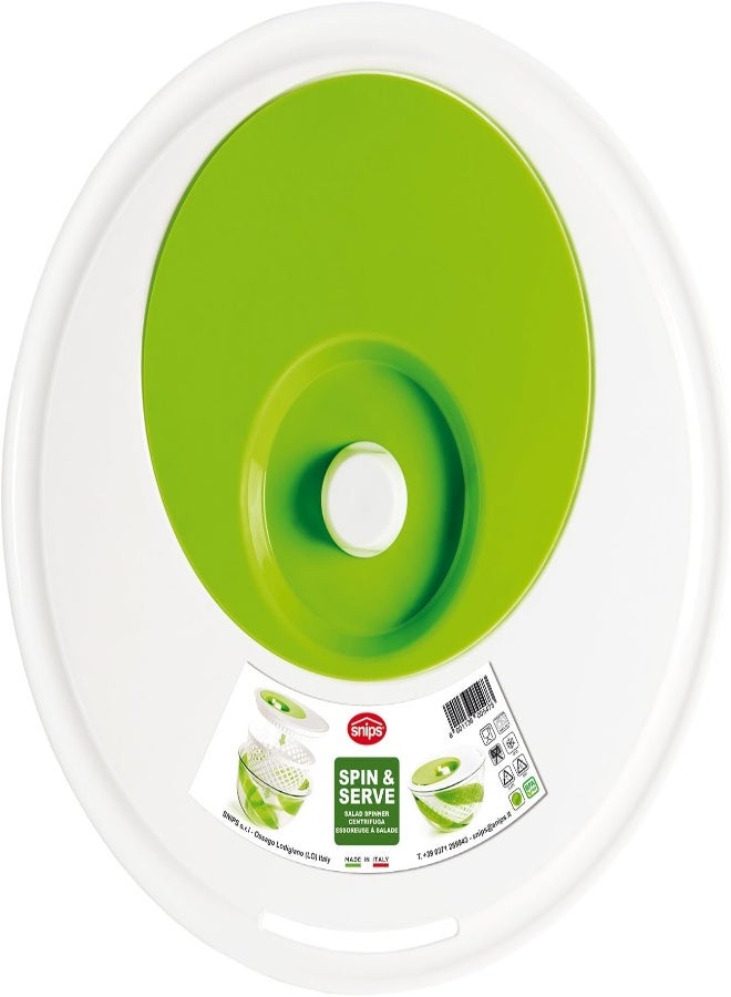 Snips Spin, Drain & Serve Salad Spinner 5 Quart, Green