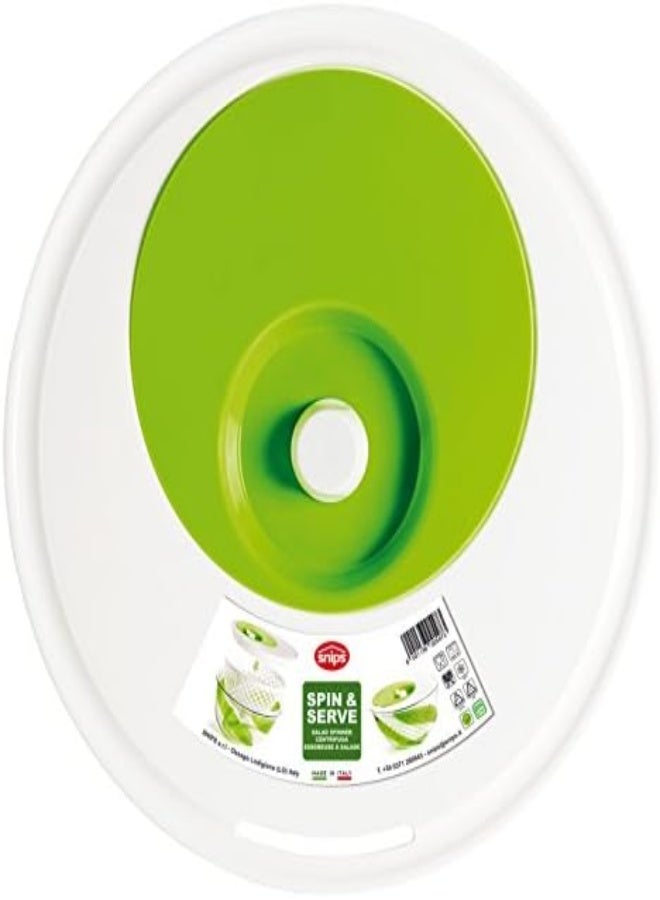 Snips Spin, Drain & Serve Salad Spinner 5 Quart, Green