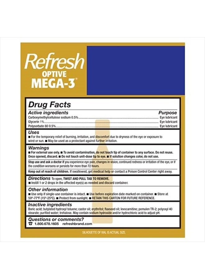 MEGA-3 Eye Drops Preservative-Free Tears, 0.4 mL, 60 Single-Use Containers