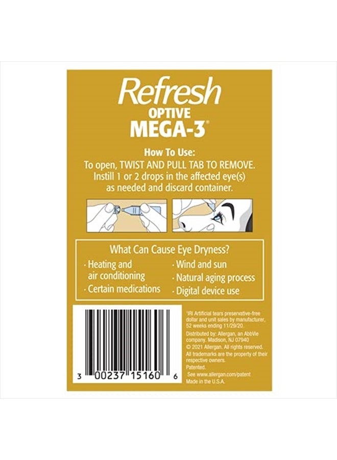 MEGA-3 Eye Drops Preservative-Free Tears, 0.4 mL, 60 Single-Use Containers
