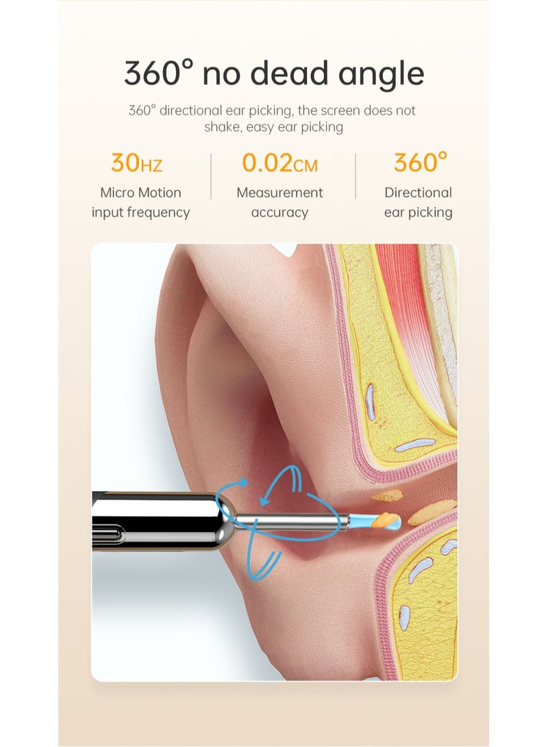 Ear Wax Removal - Earwax Remover Tool with 8 Pcs Ear Set - Wi-Fi Visible Wax Elimination Spoon - Earwax Removal Kit with Light- Ear Cleaner for iOS & Android (White)