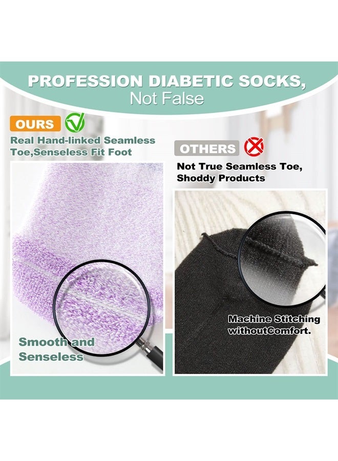 Diabetic Socks for Women&Men,6 Pairs Low Cut Seamless Diabetic Socks,Non Binding Ankle Socks for Women Size 6-9| 9-11,Wide Socks(Medium,Bright Colors-6pairs)
