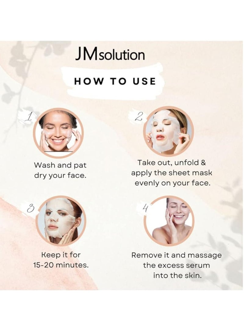 JMsolution Active Jellyfish Vital Mask Prime - Korean Skincare Facial Mask -Jellyfish extract, Hydrolyzed Collagen-Hydrating Nourishing- 10 sheets for all skin type