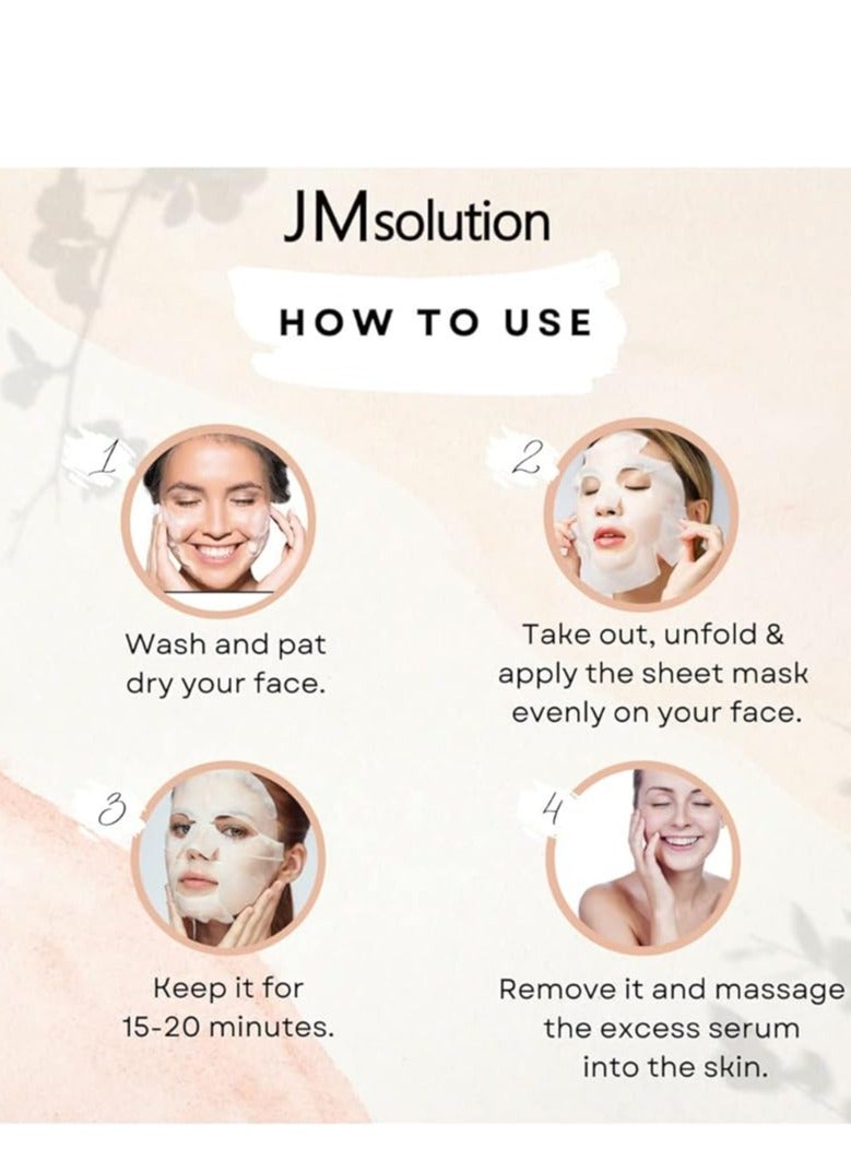 JMsolution Active Jellyfish Vital Mask Prime - Korean Skincare Facial Mask -Jellyfish extract, Hydrolyzed Collagen-Hydrating Nourishing- 10 sheets for all skin type