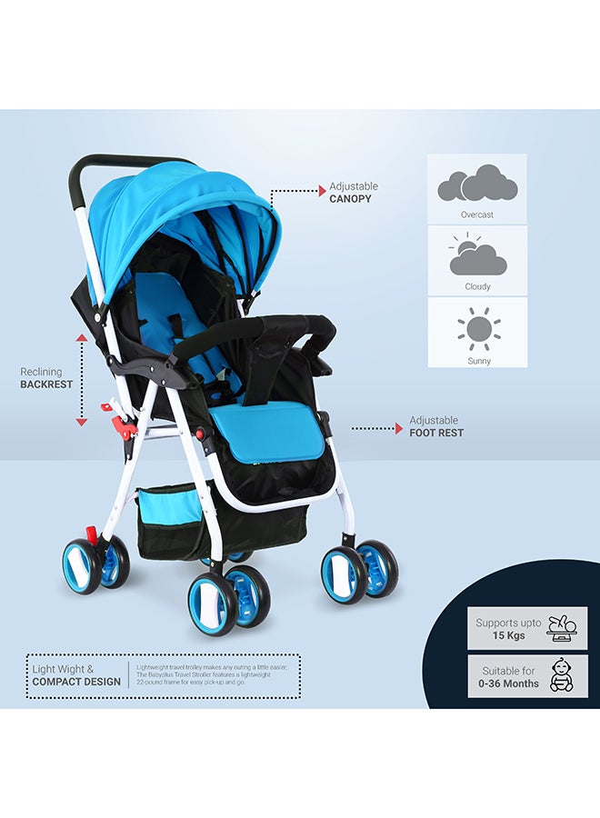 Baby Pram Stroller With Compact And Reversible Handlebar, Footrest, Cushion 5 Point Safety Belt