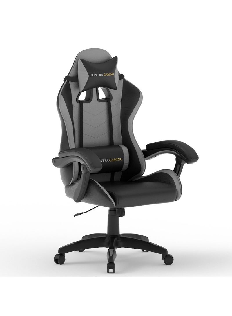 Gaming Chair with High Resilience Cushion Ergonomically Built, High Back with Reclining Feature, Height adjustable, Neck and Lumbar support for Home Study & Gaming Black and Grey HYG-01