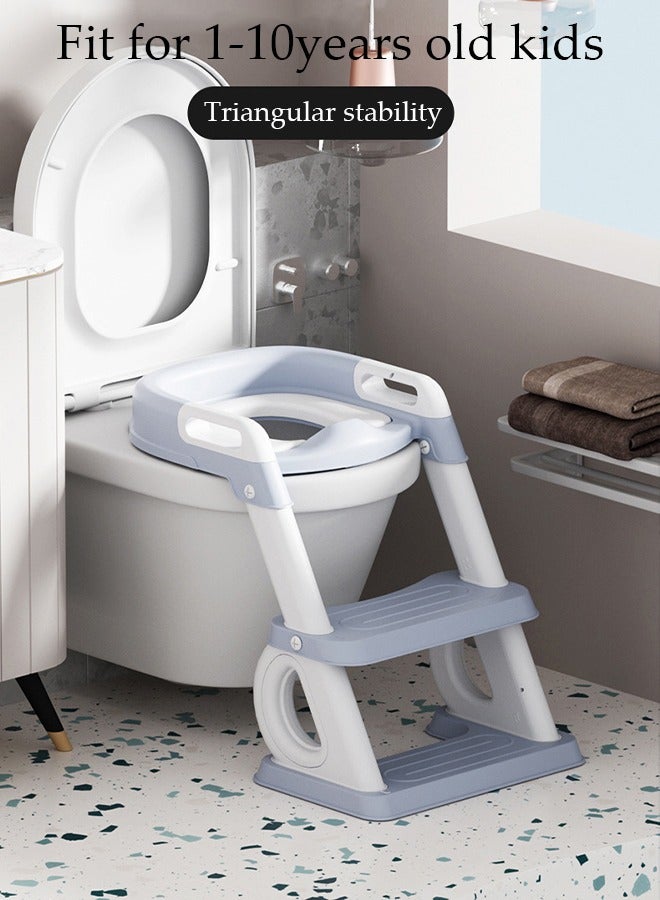 Potty Training Toilet Seat For Boys Girls, Toddler Toilet Seat With Step Stool Ladder, Foldable Toddler Potty Seat For Toilet With Non-Slip Design, Adjustable Height