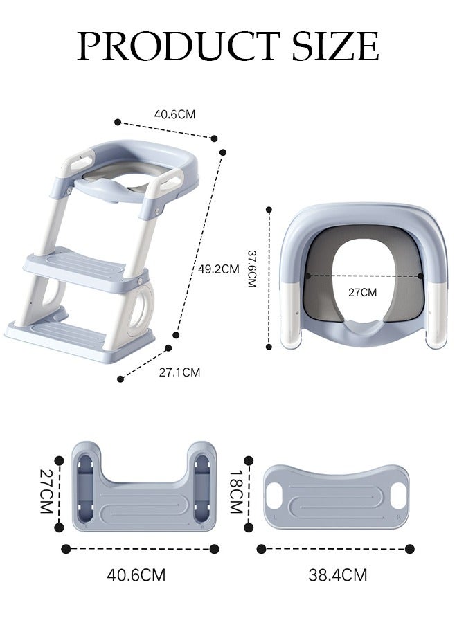 Potty Training Toilet Seat For Boys Girls, Toddler Toilet Seat With Step Stool Ladder, Foldable Toddler Potty Seat For Toilet With Non-Slip Design, Adjustable Height