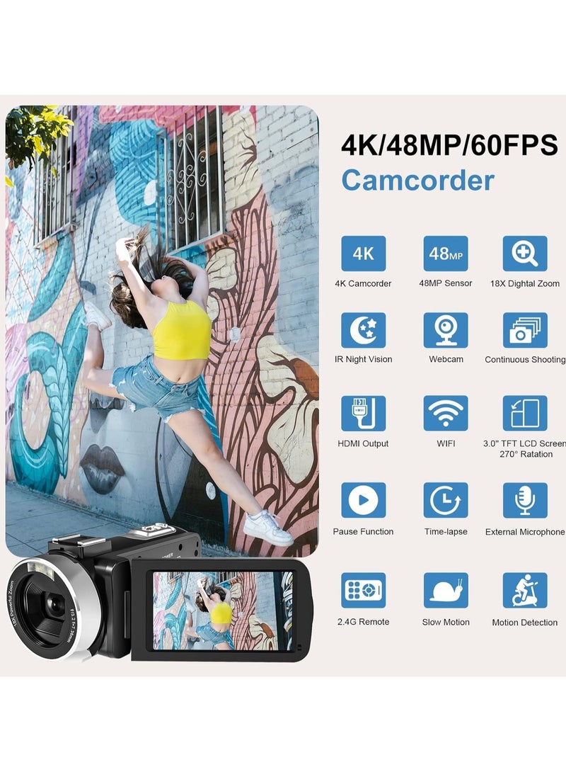 Touch screen 4K digital camera 56MP HD digital camera wifi video recorder with microphone