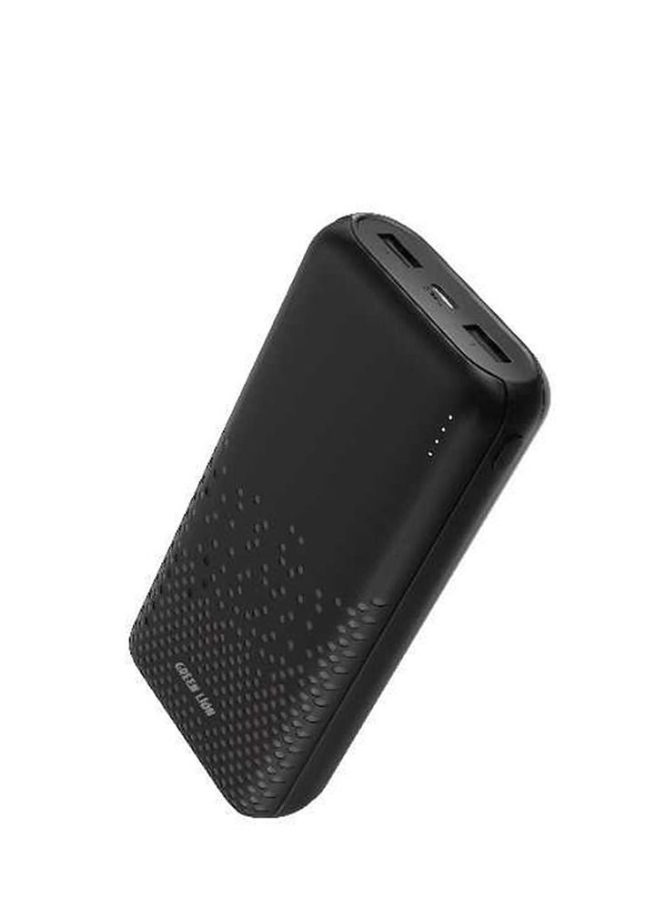 Rome 20000mAh Dual USB-A Power Bank / Type-C & Micro Input / Long Life Battery / Charging Protection / ABS+PC Material - Black