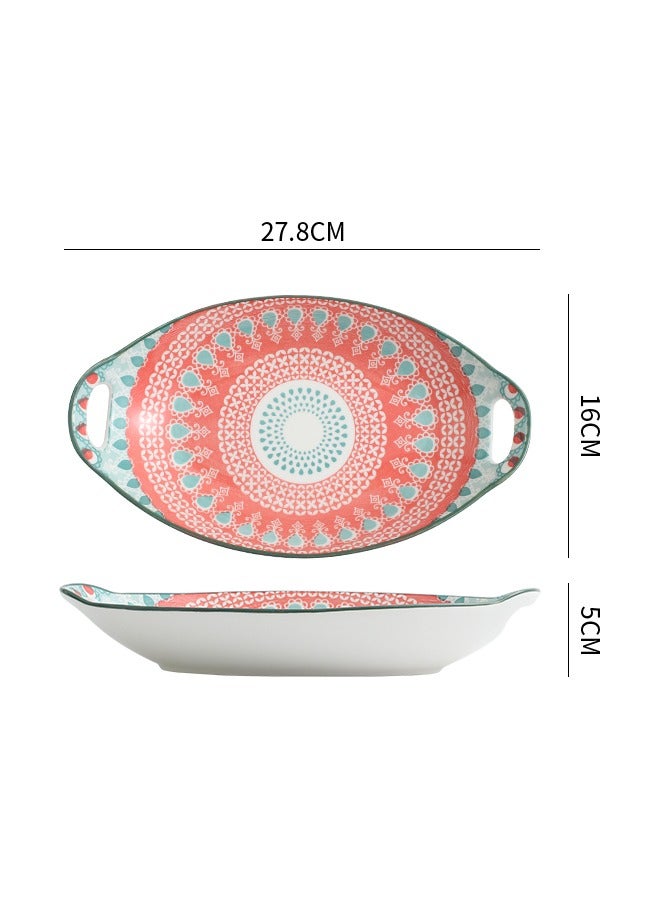 4-Piece Hand Painted Dinner Plates Multicolour 27.8x16x5cm