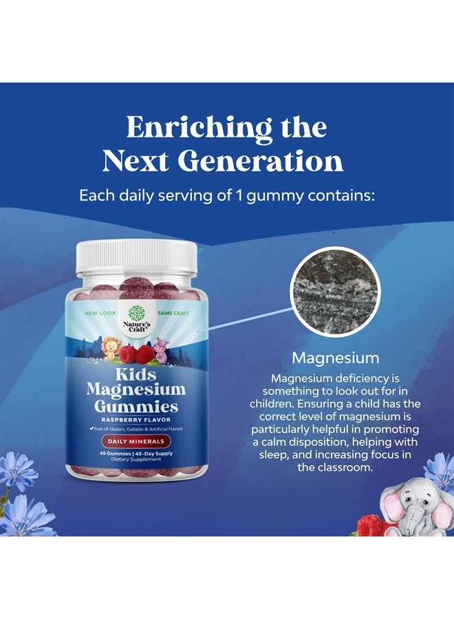 Relaxing Calm Magnesium Gummies for Kids - Great Tasting Kids Magnesium Gummies for Nerve Bone and Muscle Health - 85mg per Serving Elemental Magnesium for Kids Daily Wellness Support