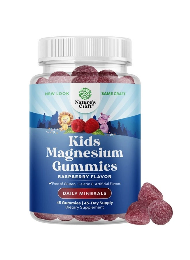 Relaxing Calm Magnesium Gummies for Kids - Great Tasting Kids Magnesium Gummies for Nerve Bone and Muscle Health - 85mg per Serving Elemental Magnesium for Kids Daily Wellness Support