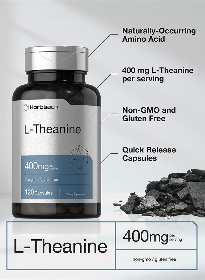 L-Theanine | 400mg | 120 Capsules | Non-GMO & Gluten Free | by Horbaach