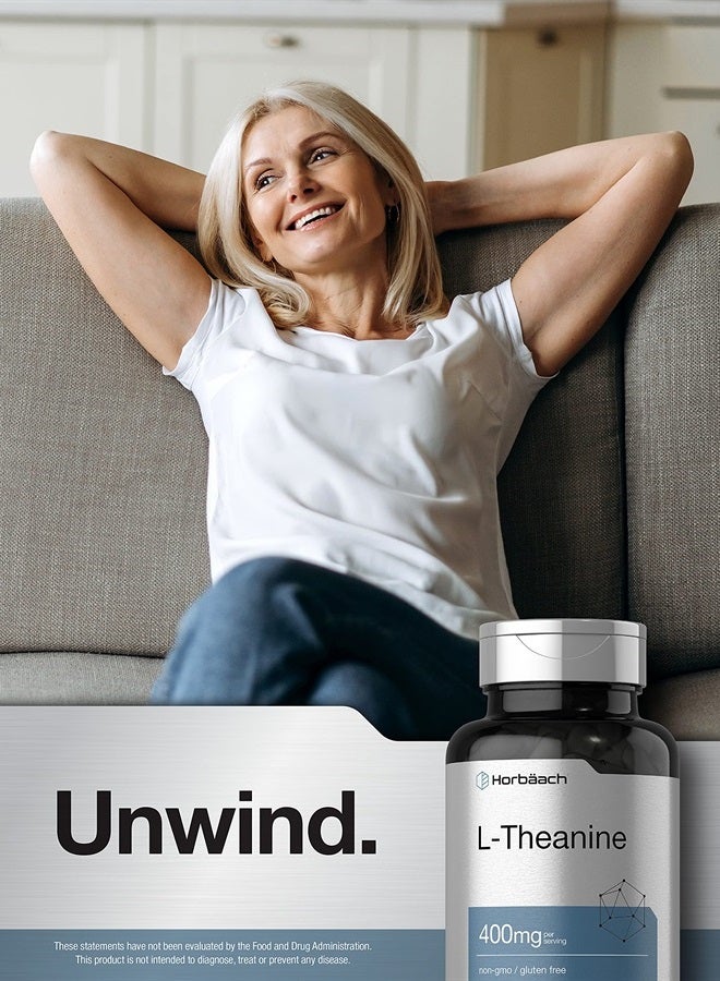 L-Theanine | 400mg | 120 Capsules | Non-GMO & Gluten Free | by Horbaach