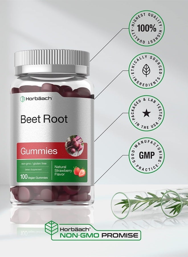 Beet Root Gummies | 6000mg | 100 Count | Vegan, Non-GMO, and Gluten Free Formula | Strawberry Flavor