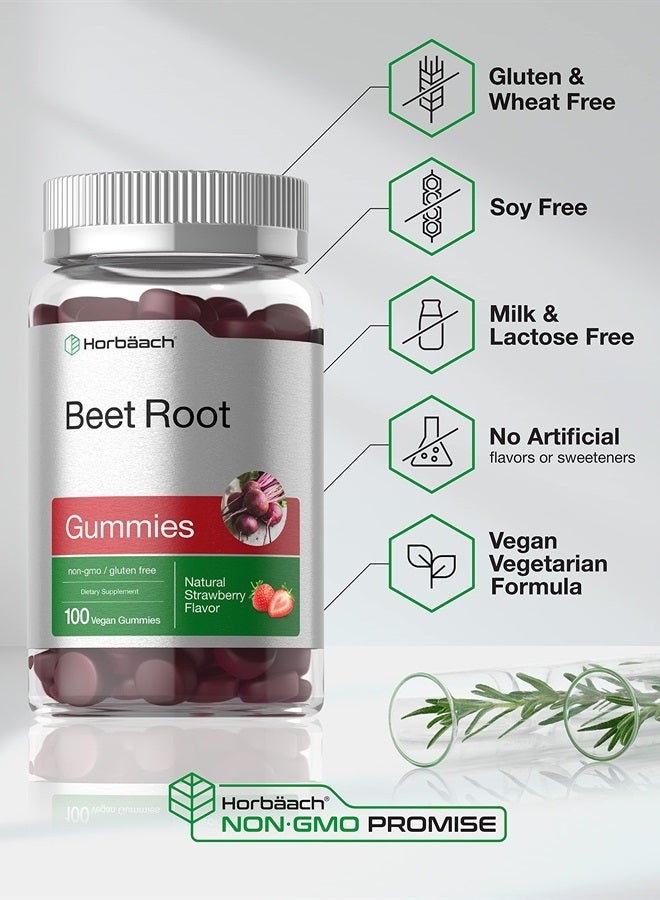 Beet Root Gummies | 6000mg | 100 Count | Vegan, Non-GMO, and Gluten Free Formula | Strawberry Flavor