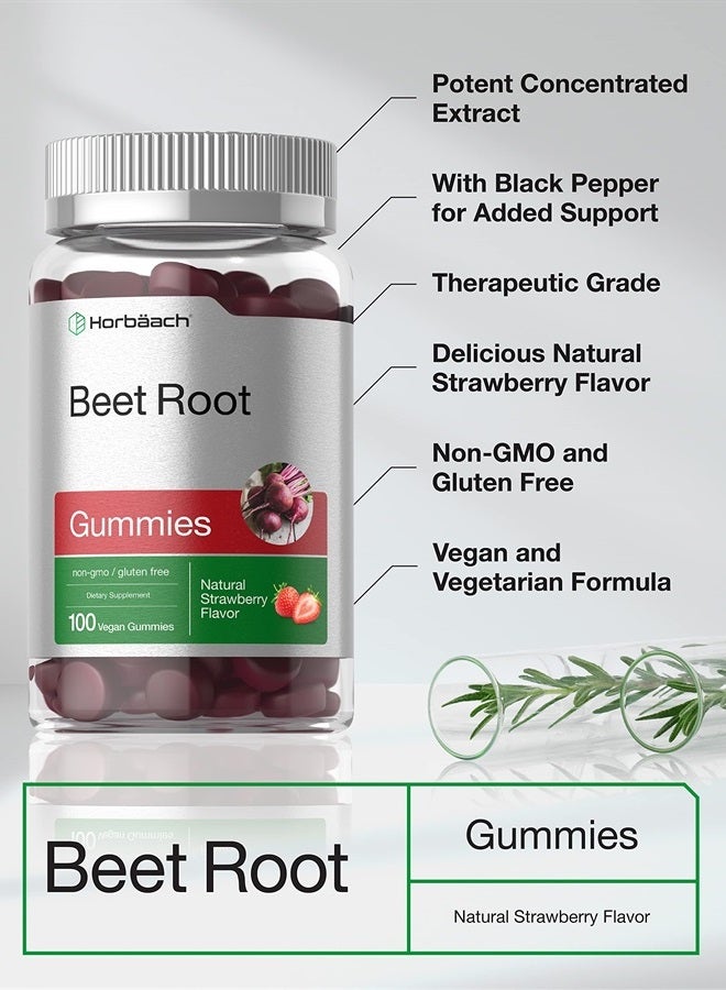 Beet Root Gummies | 6000mg | 100 Count | Vegan, Non-GMO, and Gluten Free Formula | Strawberry Flavor