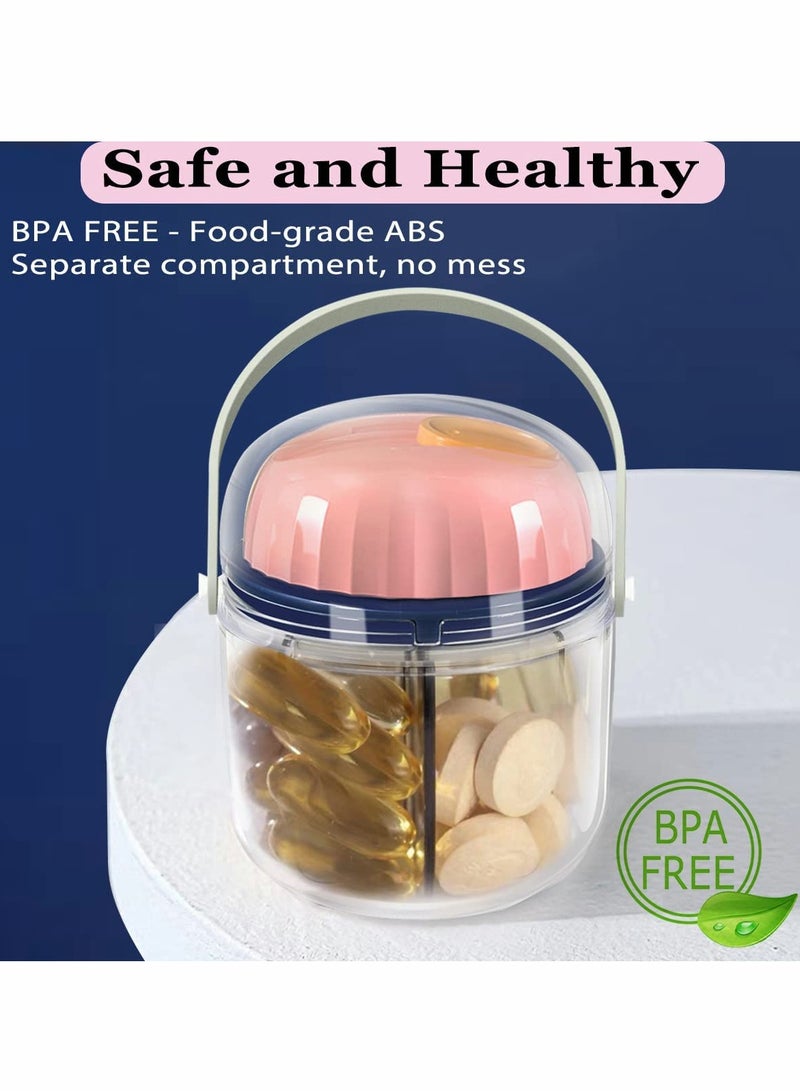 Portable Pill Box, Weekly Pill Organizer 7-Day Travel Medicine Organizer BPA Free Moisture Proof Portable Medicine Container for Vitamins, Fish Oils, Supplements - Pink