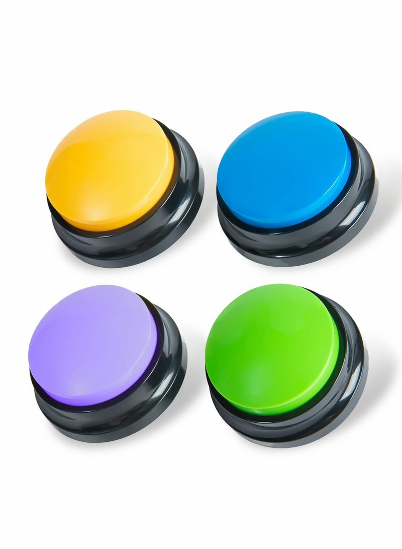 Recordable Dog Buttons,Dog Buttons for Communication Pet Training Buzzer, 20 Second Record & Playback Dog Talking Button Set Funny Gift for Cat Pet Training Office Home Game(4 Packs)