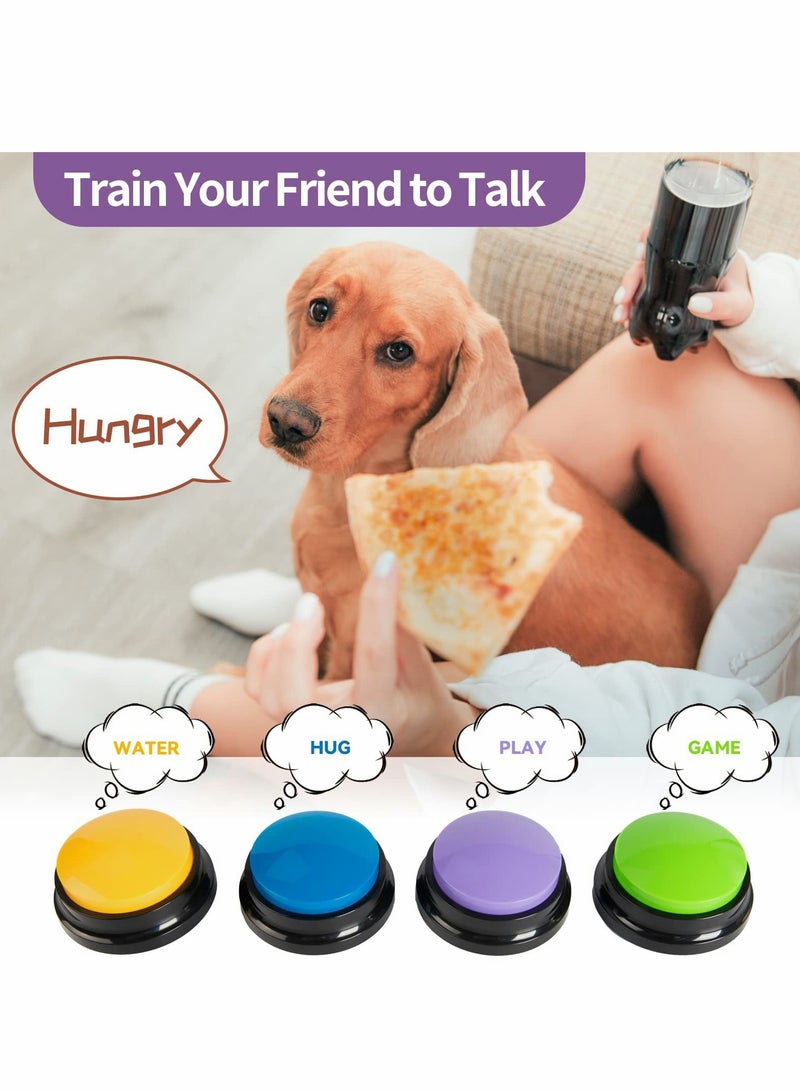 Recordable Dog Buttons,Dog Buttons for Communication Pet Training Buzzer, 20 Second Record & Playback Dog Talking Button Set Funny Gift for Cat Pet Training Office Home Game(4 Packs)