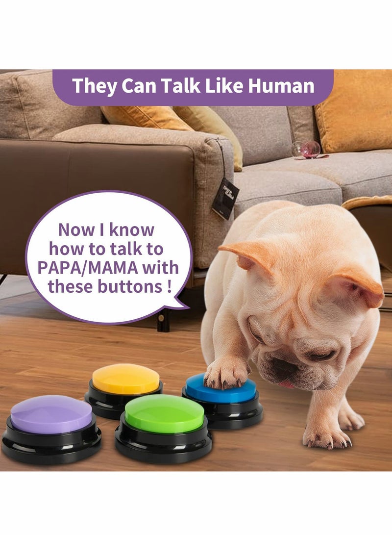 Recordable Dog Buttons,Dog Buttons for Communication Pet Training Buzzer, 20 Second Record & Playback Dog Talking Button Set Funny Gift for Cat Pet Training Office Home Game(4 Packs)