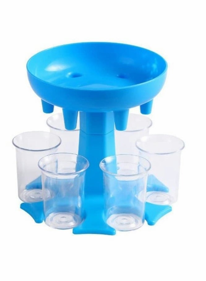 6 Shot Glass Dispenser and Holder, Shot Dispenser, Drink Dispenser, Multiple 6 Shot Dispenser For Drinking Tool (Blue)