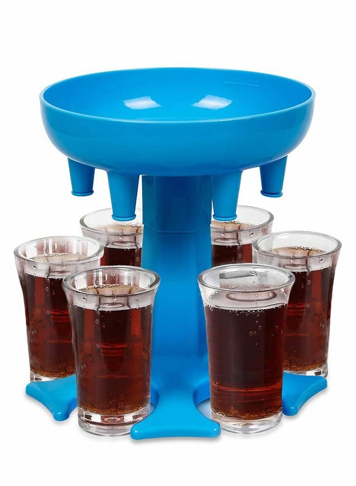 6 Shot Glass Dispenser and Holder, Shot Dispenser, Drink Dispenser, Multiple 6 Shot Dispenser For Drinking Tool (Blue)