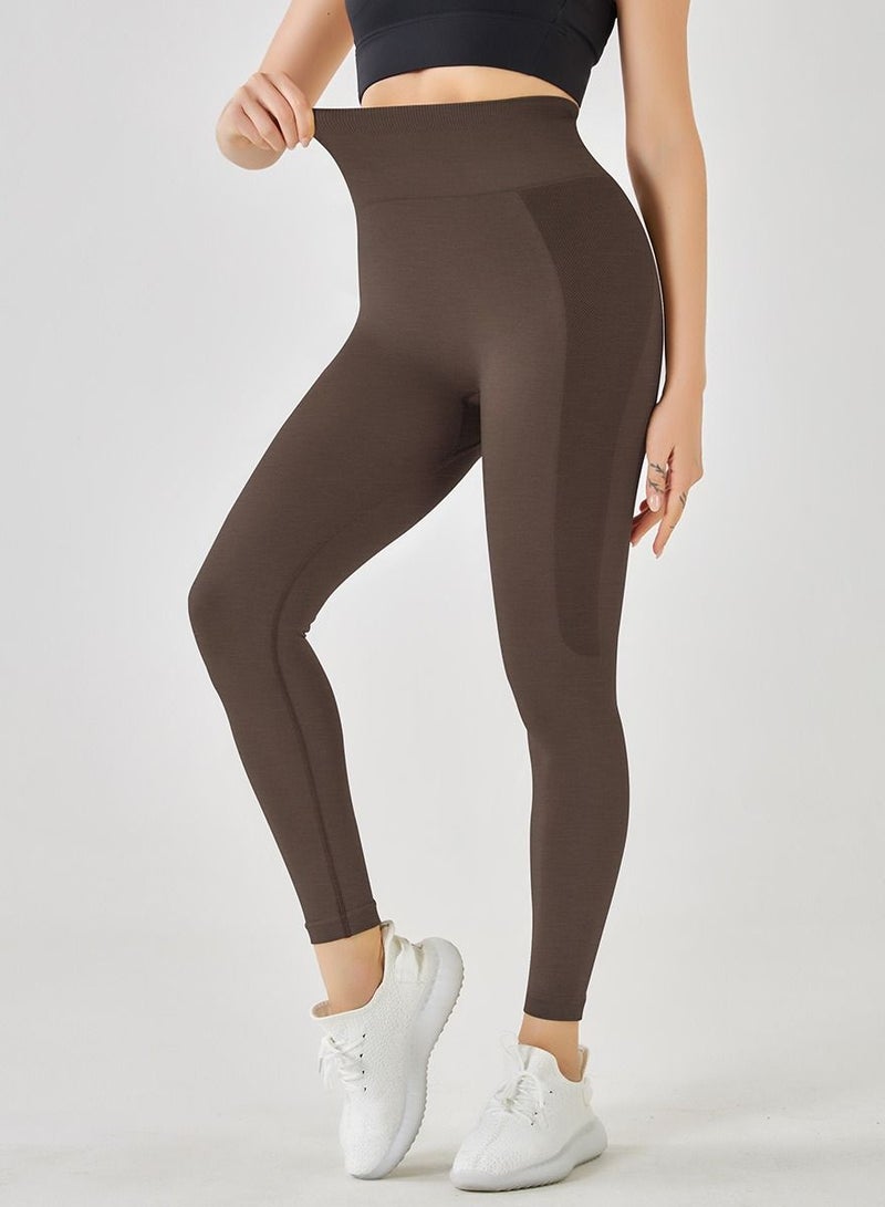 Yoga Tight Fitting Stretch Soft Pants Brown